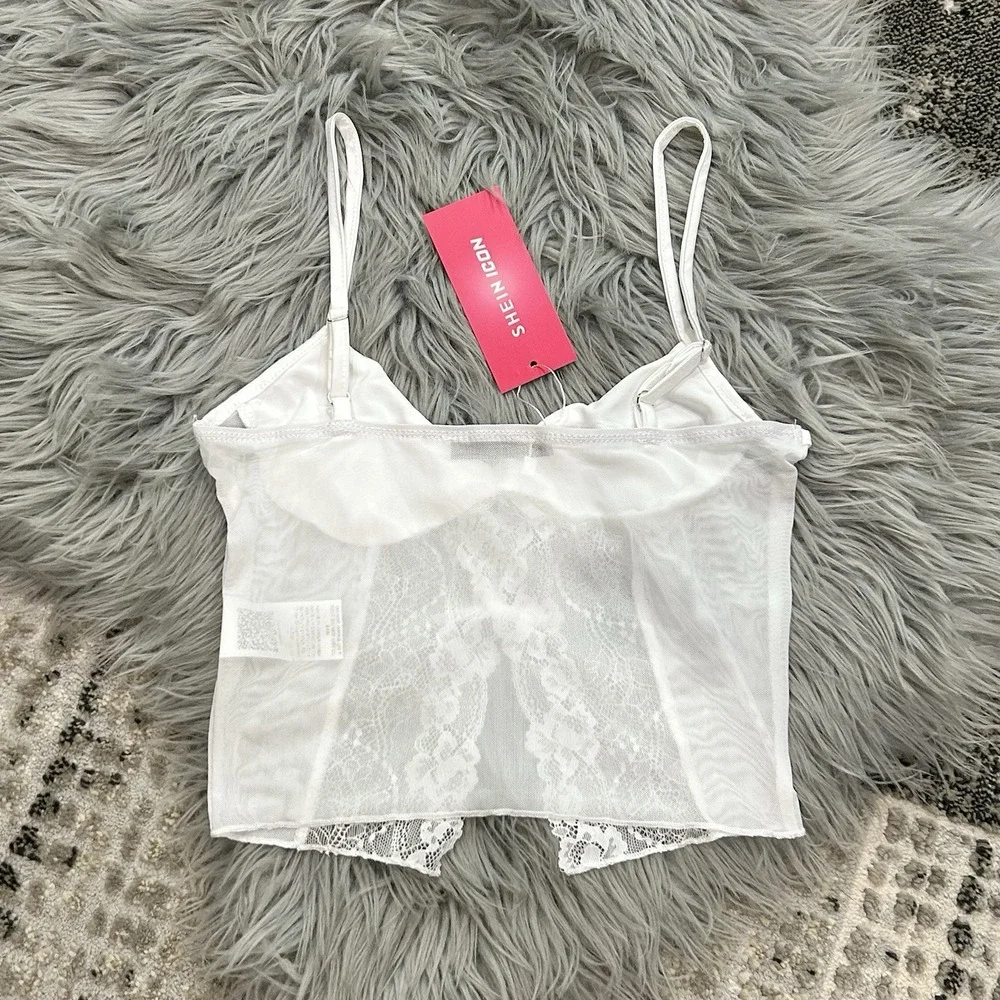 Women's White‎ Lace Bustier Top Size XS SHEIN ICON